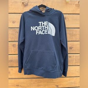 Pre-loved Northface half dome women’s Hoodie, Navy with Silver Logo, Size Large.